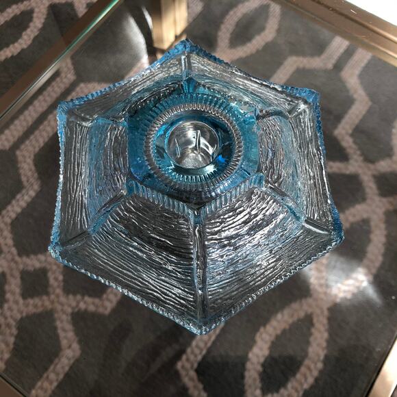 Vintage Turquoise Blue Depression Glass Decorative Candle Holder - Picture 8 of 10